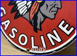 Vintage Tioga Chief Gasoline Porcelain Sign Motor Oil Gas Station Pump Musgo