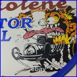 Vintage Tiolene Motor Oil Porcelain Sign Rat Fink Sign Gas Pump Plate Sign
