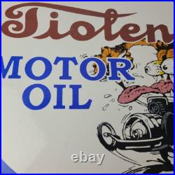 Vintage Tiolene Motor Oil Porcelain Sign Rat Fink Sign Gas Pump Plate Sign