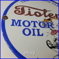 Vintage Tiolene Motor Oil Porcelain Sign Rat Fink Sign Gas Pump Plate Sign