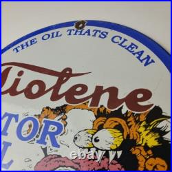 Vintage Tiolene Motor Oil Porcelain Sign Rat Fink Sign Gas Pump Plate Sign