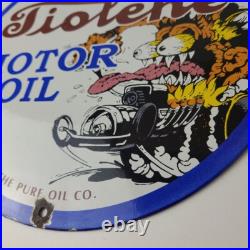 Vintage Tiolene Motor Oil Porcelain Sign Rat Fink Sign Gas Pump Plate Sign