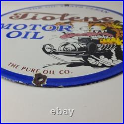 Vintage Tiolene Motor Oil Porcelain Sign Rat Fink Sign Gas Pump Plate Sign