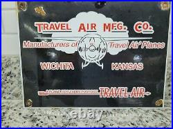 Vintage Travel Air Mfg Co Porcelain Sign Aircrafy Gas Signage Motor Oil Service