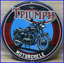 Vintage Triumph Motor Oil Porcelain Sign Gas Station Pump Plate Lubester Service