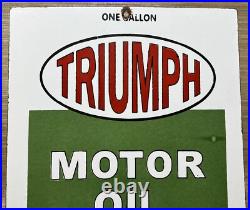 Vintage Triumph Motor Oil Porcelain Sign Gas Station Pump Plate Lubester Service Vintage Triumph Motor Oil Porcelain Sign Gas Station Pump Plate Lubester Service