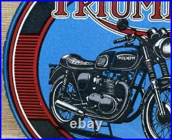Vintage Triumph Motor Oil Porcelain Sign Gas Station Pump Plate Lubester Service