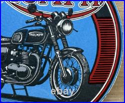 Vintage Triumph Motor Oil Porcelain Sign Gas Station Pump Plate Lubester Service