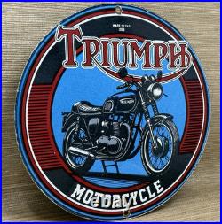Vintage Triumph Motor Oil Porcelain Sign Gas Station Pump Plate Lubester Service