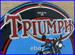 Vintage Triumph Motor Oil Porcelain Sign Gas Station Pump Plate Lubester Service