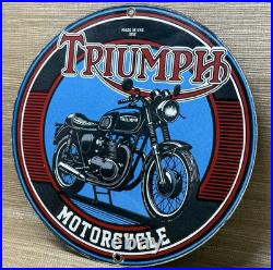 Vintage Triumph Motor Oil Porcelain Sign Gas Station Pump Plate Lubester Service