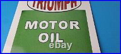 Vintage Triumph Motor Oil Sign Gas Service Pump Porcelain Gasoline Sign