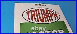 Vintage Triumph Motor Oil Sign Gas Service Pump Porcelain Gasoline Sign