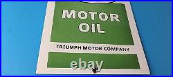 Vintage Triumph Motor Oil Sign Gas Service Pump Porcelain Gasoline Sign