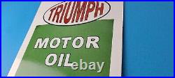 Vintage Triumph Motor Oil Sign Gas Service Pump Porcelain Gasoline Sign