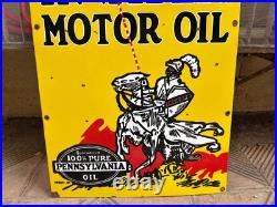 Vintage USE INVADER MOTOR OIL PENNSYLVANIA OIL PORCELAIN ENAMEL SIGN 28 x 20 Vintage USE INVADER MOTOR OIL PENNSYLVANIA OIL PORCELAIN ENAMEL SIGN 28 x 20