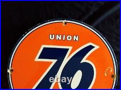 Vintage Union 76 Gasoline / Motor Oil Porcelain Gas Pump Sign
