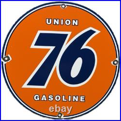 Vintage Union 76 Gasoline Porcelain Sign Gas Station Pump Plate Motor Oil Auto