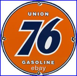 Vintage Union 76 Gasoline Porcelain Sign Gas Station Pump Plate Motor Oil Auto