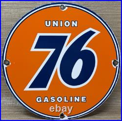 Vintage Union 76 Gasoline Porcelain Sign Gas Station Pump Plate Motor Oil Auto