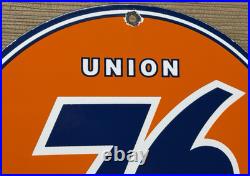 Vintage Union 76 Gasoline Porcelain Sign Gas Station Pump Plate Motor Oil Auto