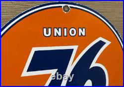 Vintage Union 76 Gasoline Porcelain Sign Gas Station Pump Plate Motor Oil Auto Vintage Union 76 Gasoline Porcelain Sign Gas Station Pump Plate Motor Oil Auto