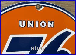 Vintage Union 76 Gasoline Porcelain Sign Gas Station Pump Plate Motor Oil Auto