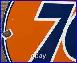 Vintage Union 76 Gasoline Porcelain Sign Gas Station Pump Plate Motor Oil Auto