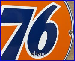 Vintage Union 76 Gasoline Porcelain Sign Gas Station Pump Plate Motor Oil Auto