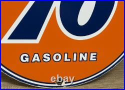 Vintage Union 76 Gasoline Porcelain Sign Gas Station Pump Plate Motor Oil Auto
