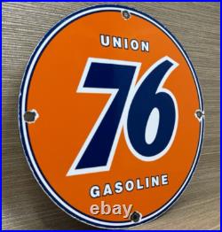 Vintage Union 76 Gasoline Porcelain Sign Gas Station Pump Plate Motor Oil Auto Vintage Union 76 Gasoline Porcelain Sign Gas Station Pump Plate Motor Oil Auto