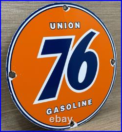 Vintage Union 76 Gasoline Porcelain Sign Gas Station Pump Plate Motor Oil Auto