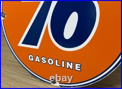 Vintage Union 76 Gasoline Porcelain Sign Gas Station Pump Plate Motor Oil Auto