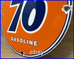 Vintage Union 76 Gasoline Porcelain Sign Gas Station Pump Plate Motor Oil Auto Vintage Union 76 Gasoline Porcelain Sign Gas Station Pump Plate Motor Oil Auto