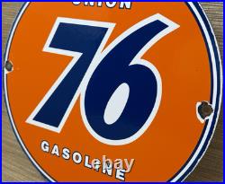 Vintage Union 76 Gasoline Porcelain Sign Gas Station Pump Plate Motor Oil Auto