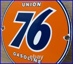 Vintage Union 76 Gasoline Porcelain Sign Gas Station Pump Plate Motor Oil Auto