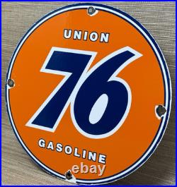Vintage Union 76 Gasoline Porcelain Sign Gas Station Pump Plate Motor Oil Auto