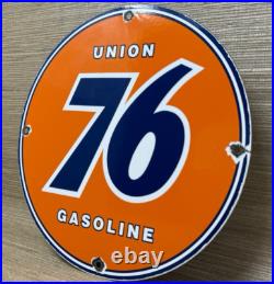 Vintage Union 76 Gasoline Porcelain Sign Gas Station Pump Plate Motor Oil Auto Vintage Union 76 Gasoline Porcelain Sign Gas Station Pump Plate Motor Oil Auto