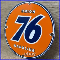 Vintage Union 76 Gasoline Porcelain Sign Gas Station Pump Plate Motor Oil Auto