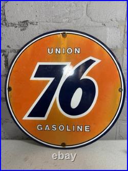 Vintage Union 76 Gasoline Sign Porcelain Gas Motor Oil Service Pump Sign Vintage Union 76 Gasoline Sign Porcelain Gas Motor Oil Service Pump Sign