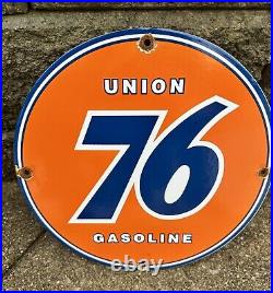 Vintage Union 76 Gasoline Sign Porcelain Gas Motor Oil Service Pump Sign