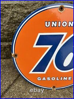 Vintage Union 76 Gasoline Sign Porcelain Gas Motor Oil Service Pump Sign