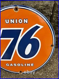 Vintage Union 76 Gasoline Sign Porcelain Gas Motor Oil Service Pump Sign