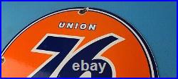 Vintage Union 76 Gasoline Sign Porcelain Gas Motor Oil Service Pump Sign