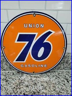 Vintage Union 76 Porcelain Sign Gas Pump Plate Signage Motor Oil Service 12