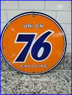 Vintage Union 76 Porcelain Sign Gas Pump Plate Signage Motor Oil Service 12