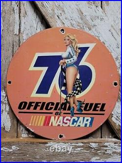 Vintage Union 76 Porcelain Sign Nascar Racing Car Motor Oil Gas Service Pit Crew