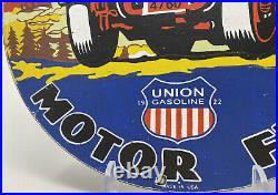Vintage Union Gasoline Porcelain Sign General Store Gas Station Motor Oil Pump