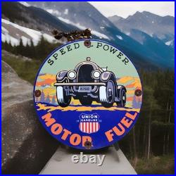 Vintage Union Gasoline Porcelain Sign Motor Oil Gasoline Gas Pump Plate Service