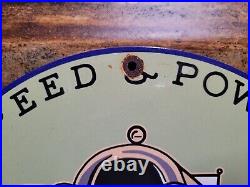 Vintage Union Gasoline Porcelain Sign Motor Oil Gasoline Pump Plate Power Speed